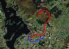 Cesta nad Loch Lomond - červená=směr tam, modrá=obcházení silnice při cestě zpět, foto: Matouš Vinš/Google maps